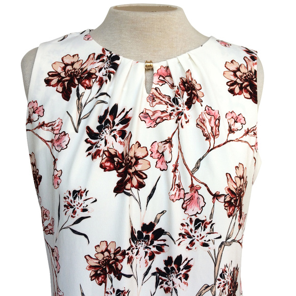 Ivanka Trump Tops - Ivanka Trump Ivory Pink Floral Sleeveless Blouse L